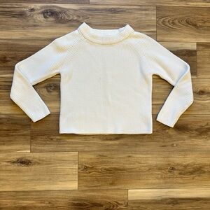 COS Knit Ribbed Crewneck Fisherman Sweater Ivory Off White Sz Small